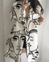 Fall Women'S Long Sleeve Turndown Collar Jacket Printed Coat