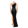 Summer Women'S Sexy One Shoulder Rhinestone Beaded Nightclub Long Dress