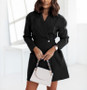 Fall Winter Women'S Long Sleeve Slim Waist Turndown Collar Coat