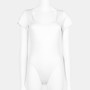 Plus Size Women Casual Square Neck Solid Short Sleeve Bodysuit