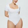 Plus Size Women Casual Square Neck Solid Short Sleeve Bodysuit