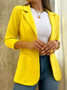 Women Fall Solid Long Sleeve Turndown Collar Jacket