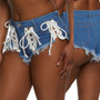 Fashion Lace-Up Versatile Slim Fit Denim Stretch Denim Shorts