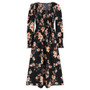 Fall Women's Vintage Long Sleeve Floral Midi Dress