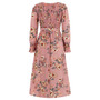 Fall Women's Vintage Long Sleeve Floral Midi Dress