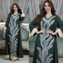 Muslim Robe Beaded Embroidery Fashion Abaya Arab Ladies Home Casual Dress