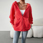 Women's Fall Winter Loose Casual Hoodies Sport Zipper Cardigan Hooded Jacket