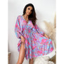 Women summer v-neck short-sleeve printed loose dress