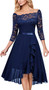 Women's Off Shoulder Half-Sleeve Sexy Lace Chiffon A-Line Dress