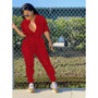 Women's Solid Zipper Pocket Cargo Jumpsuit Fashion Casual Women's Jumpsuit