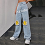 Denim Wide Leg Pants Ripped Patch Denim Jeans