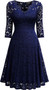 Chic Elegant Sexy V Neck Lace Three Quarter Sleeve A-Line Dress