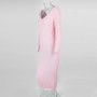 Women Autumn/Winter Solid V-Neck Long Sleeve Maxi Sweater Dress