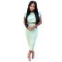 Women Casual Sleeveless Shoulder Pads Top+dress Two-Piece Set