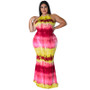 Plus Size Women's Summer Tie Dye Print Sexy Bodycon Dress