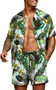 Men's Summer Holidays Leaf Print Casual Shirt and Shorts Two Piece Set