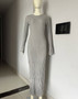 Women Casual Round Neck Wide Ribbed Knitting Maxi Dress