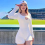 Women autumn and winter u-neck button-down woolen long-sleeved Romper