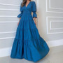 Women V Neck Long Sleeve Maxi Dress