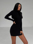 Women Turtleneck Ribbed Knitting Solid Maxi Dress