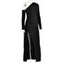 Women's Long Sleeve Slash Shoulder Dress Fashion Sexy Low Back High Slit Maxi Dress