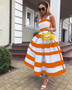 Women Suspender Striped Summer Dress