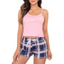 Women Summer straps Top and Bowknot Shorts Homewear Two-piece Set