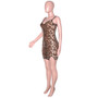 Women's Cutout Sexy Slim Fit Leopard Sequin Strapless Dress Nightclub