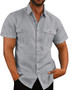 Men's Shirts Double Pocket Linen Short Sleeve Shirts