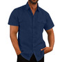 Men's Shirts Double Pocket Linen Short Sleeve Shirts