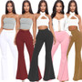 Fashion Versatile Slim Fit Stretch Denim Elastic High Waist Bell Bottom Pants Flared Jeans