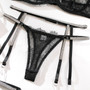 Summer Erotic Lingerie Lace Sexy See-Through Thong Garter Belt Female Four-Piece Set