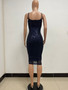 Summer Women's Sleeveless Low Back Straps Sequin Party Dress