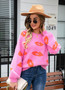 Fall Winter Women's Lips Sweater Round Neck Stylish Pullover Knitting Shirt