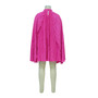 Women Solid Pleated Shawl Sleeve Dress