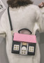 Women Contrasting Color Small House Messenger Bag Handbag