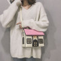 Women Contrasting Color Small House Messenger Bag Handbag