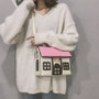 Women Contrasting Color Small House Messenger Bag Handbag