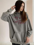 Women Letter Print Loose Long Sleeve Casual Hoodies