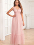 Women Elegant V-Neck Sleeveless Evening Dress