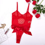 Christmas Valentine's Day Sexy Underwear Bowknot See Through Intimate Bodysuit Girl