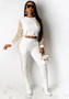 Women's patchwork round neck long sleeved trousers sports suit two-piece nightclub suit