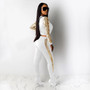 Women's patchwork round neck long sleeved trousers sports suit two-piece nightclub suit