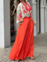 Plus Size Women Long Sleeve Top and High Waist Wide Leg Pants Two-Piece Set