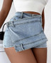 Plus Size Women's A-Line High Waist Irregular Wide-Leg Shorts Women's Summer Slim Fit Denim Skirt Shorts Trendy