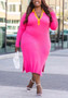 V Neck Sexy Slit Plus Size Dress