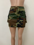 Women's Large Pocket Zipper Camouflage Sexy Mini Skirt