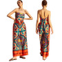 Women's Printed Strapless Wide Leg Pant Two-Piece Set