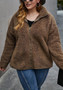Plus Size Women Fall/Winter Turndown Collar Zip Pocket Long Sleeve Jacket
