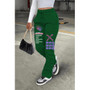 Women Fleece Sport Drawstring Pocket Stacked Pant